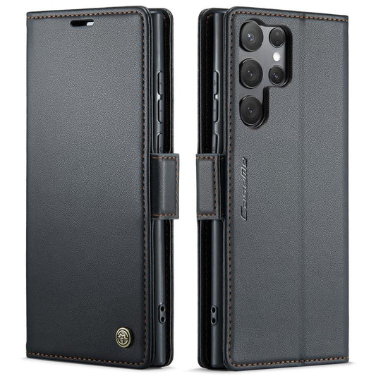 For Samsung Galaxy S25 Ultra 5G CaseMe 023 Butterfly Buckle Litchi Texture RFID Anti-theft Leather Phone Case(Black) by CaseMe