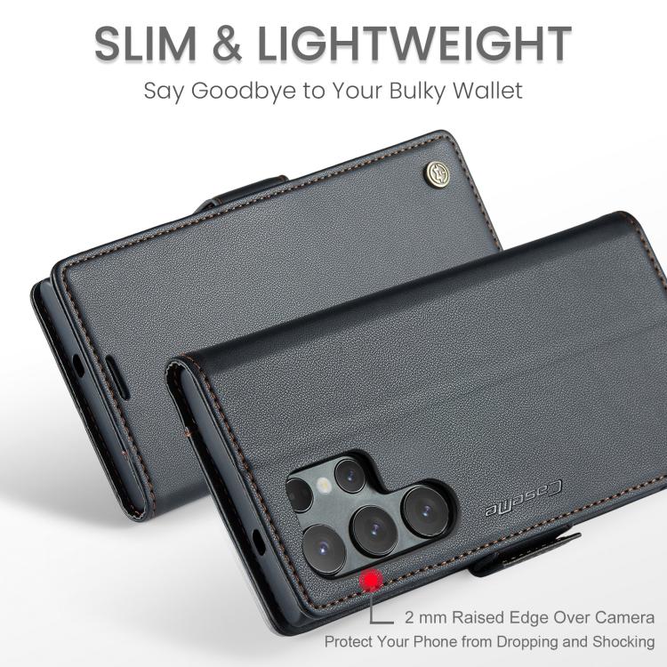 For Samsung Galaxy S25 Ultra 5G CaseMe 023 Butterfly Buckle Litchi Texture RFID Anti-theft Leather Phone Case(Black) by CaseMe