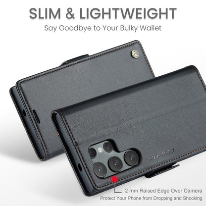 For Samsung Galaxy S25 Ultra 5G CaseMe 023 Butterfly Buckle Litchi Texture RFID Anti-theft Leather Phone Case(Black) by CaseMe