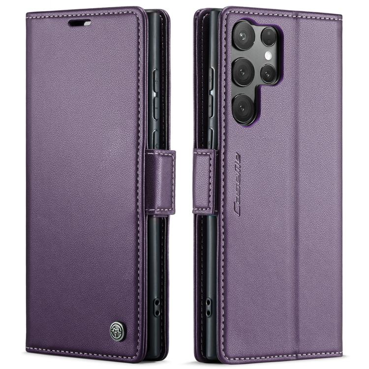 For Samsung Galaxy S25 Ultra 5G CaseMe 023 Butterfly Buckle Litchi Texture RFID Anti-theft Leather Phone Case(Purple) by CaseMe