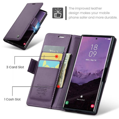For Samsung Galaxy S25 Ultra 5G CaseMe 023 Butterfly Buckle Litchi Texture RFID Anti-theft Leather Phone Case(Purple) by CaseMe