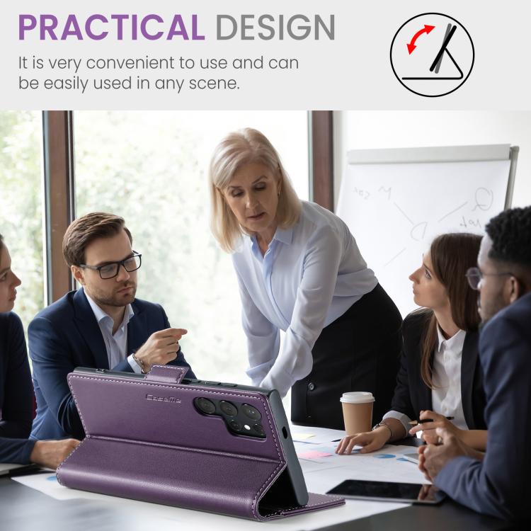 For Samsung Galaxy S25 Ultra 5G CaseMe 023 Butterfly Buckle Litchi Texture RFID Anti-theft Leather Phone Case(Purple) by CaseMe