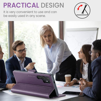 For Samsung Galaxy S25 Ultra 5G CaseMe 023 Butterfly Buckle Litchi Texture RFID Anti-theft Leather Phone Case(Purple) by CaseMe