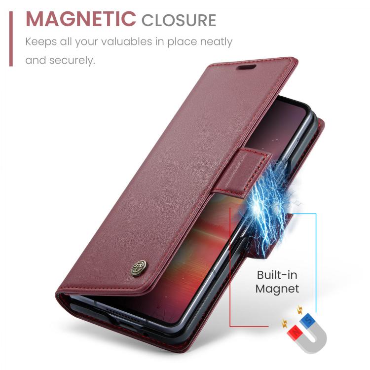 For Samsung Galaxy Z Fold7 CaseMe 023 Butterfly Buckle Litchi Texture RFID Anti-theft Leather Phone Case(Red) - Galaxy Z Fold7 5G Cases by CaseMe | Online Shopping UK | buy2fix