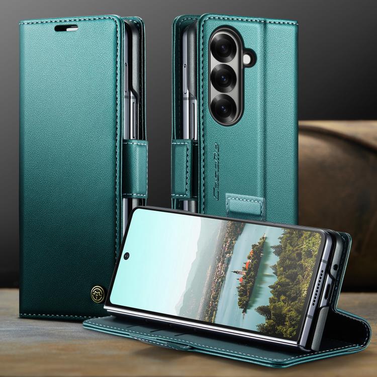 For Samsung Galaxy Z Fold7 CaseMe 023 Butterfly Buckle Litchi Texture RFID Anti-theft Leather Phone Case(Green) - Galaxy Z Fold7 5G Cases by CaseMe | Online Shopping UK | buy2fix