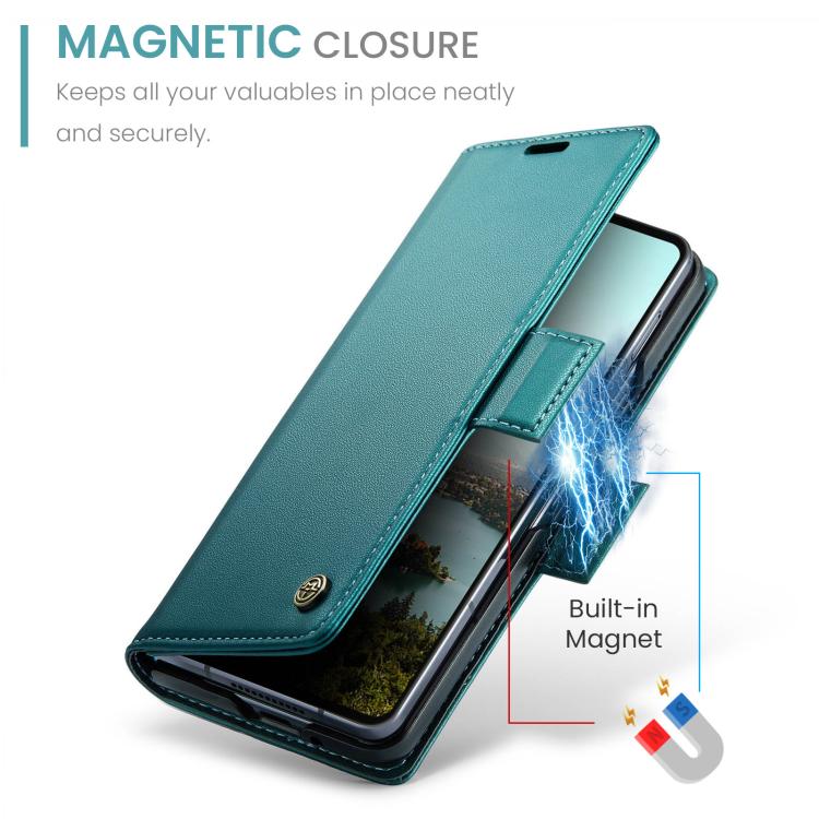 For Samsung Galaxy Z Fold7 CaseMe 023 Butterfly Buckle Litchi Texture RFID Anti-theft Leather Phone Case(Green) - Galaxy Z Fold7 5G Cases by CaseMe | Online Shopping UK | buy2fix