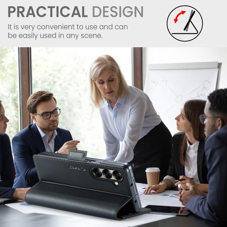 For Samsung Galaxy Z Fold7 CaseMe 023 Butterfly Buckle Litchi Texture RFID Anti-theft Leather Phone Case(Black) - Galaxy Z Fold7 5G Cases by CaseMe | Online Shopping UK | buy2fix