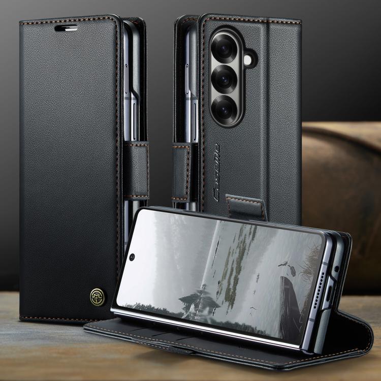 For Samsung Galaxy Z Fold7 CaseMe 023 Butterfly Buckle Litchi Texture RFID Anti-theft Leather Phone Case(Black) - Galaxy Z Fold7 5G Cases by CaseMe | Online Shopping UK | buy2fix