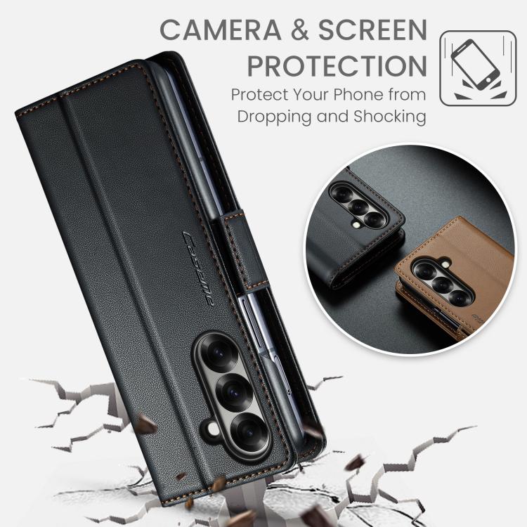 For Samsung Galaxy Z Fold7 CaseMe 023 Butterfly Buckle Litchi Texture RFID Anti-theft Leather Phone Case(Black) - Galaxy Z Fold7 5G Cases by CaseMe | Online Shopping UK | buy2fix
