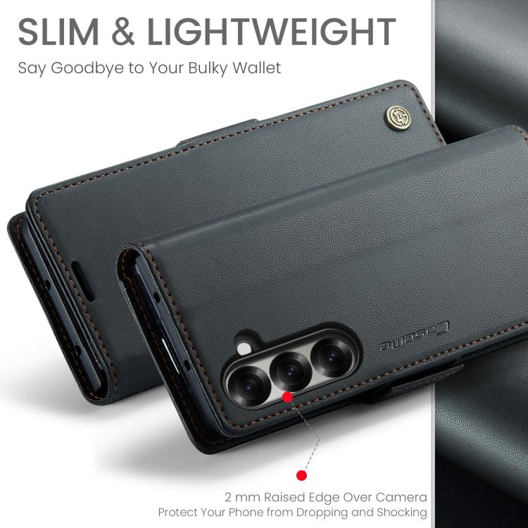 For Samsung Galaxy Z Fold7 CaseMe 023 Butterfly Buckle Litchi Texture RFID Anti-theft Leather Phone Case(Black) - Galaxy Z Fold7 5G Cases by CaseMe | Online Shopping UK | buy2fix