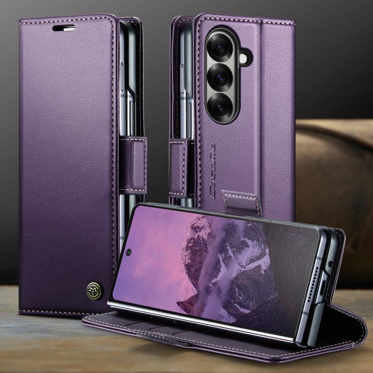 For Samsung Galaxy Z Fold7 CaseMe 023 Butterfly Buckle Litchi Texture RFID Anti-theft Leather Phone Case(Purple) - Galaxy Z Fold7 5G Cases by CaseMe | Online Shopping UK | buy2fix