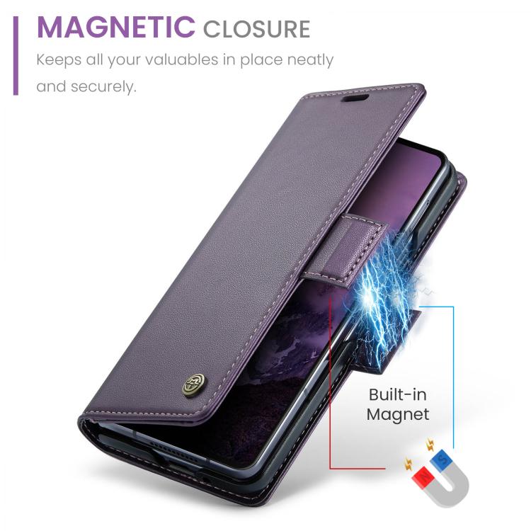 For Samsung Galaxy Z Fold7 CaseMe 023 Butterfly Buckle Litchi Texture RFID Anti-theft Leather Phone Case(Purple) - Galaxy Z Fold7 5G Cases by CaseMe | Online Shopping UK | buy2fix
