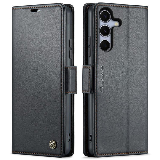 For Galaxy S25 FE 5G CaseMe 023 Butterfly Buckle Litchi Texture RFID Anti-theft Leather Phone Case(Black)
