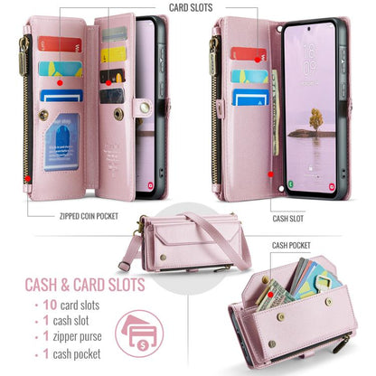 For Samsung Galaxy A36 CaseMe C36 Card Slots Zipper Wallet RFID Anti-theft Leather Phone Case(Pink) - Galaxy Phone Cases by CaseMe | Online Shopping UK | buy2fix