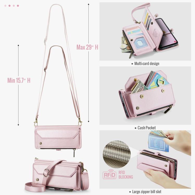 For Samsung Galaxy A36 CaseMe C36 Card Slots Zipper Wallet RFID Anti-theft Leather Phone Case(Pink) - Galaxy Phone Cases by CaseMe | Online Shopping UK | buy2fix