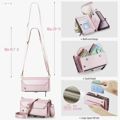 For Samsung Galaxy A36 CaseMe C36 Card Slots Zipper Wallet RFID Anti-theft Leather Phone Case(Pink) - Galaxy Phone Cases by CaseMe | Online Shopping UK | buy2fix