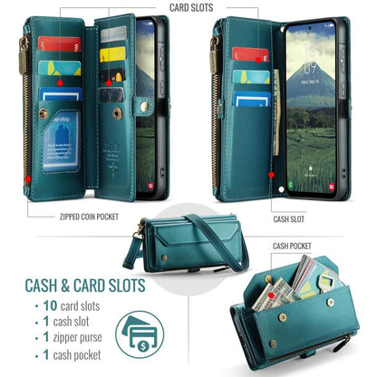 For Samsung Galaxy A36 CaseMe C36 Card Slots Zipper Wallet RFID Anti-theft Leather Phone Case(Blue) - Galaxy Phone Cases by CaseMe | Online Shopping UK | buy2fix