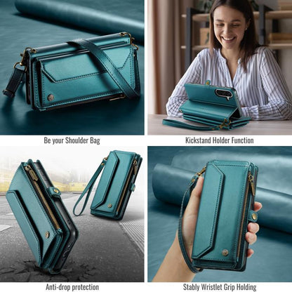 For Samsung Galaxy A36 CaseMe C36 Card Slots Zipper Wallet RFID Anti-theft Leather Phone Case(Blue) - Galaxy Phone Cases by CaseMe | Online Shopping UK | buy2fix