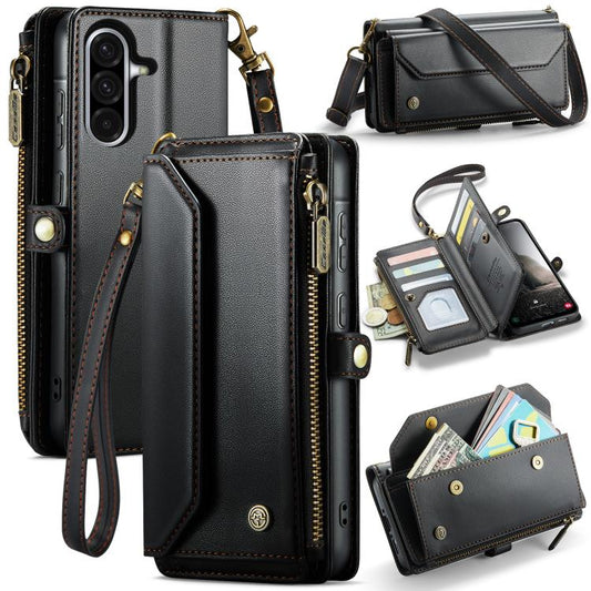 For Samsung Galaxy A36 CaseMe C36 Card Slots Zipper Wallet RFID Anti-theft Leather Phone Case(Black) - Galaxy Phone Cases by CaseMe | Online Shopping UK | buy2fix