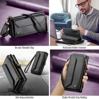 For Samsung Galaxy A36 CaseMe C36 Card Slots Zipper Wallet RFID Anti-theft Leather Phone Case(Black) - Galaxy Phone Cases by CaseMe | Online Shopping UK | buy2fix