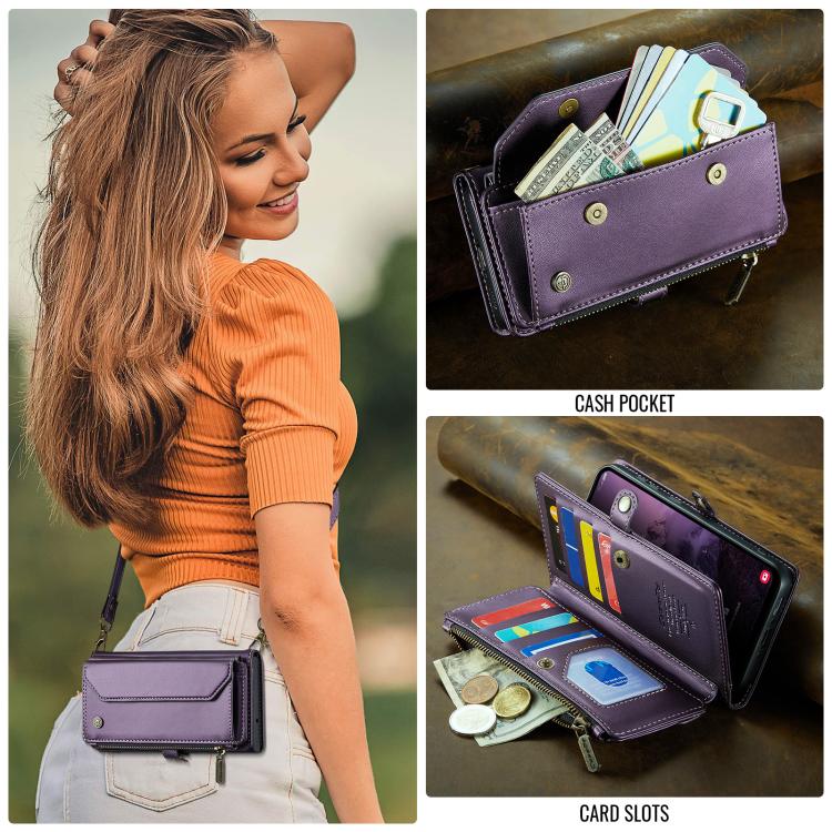 For Samsung Galaxy A56 5G CaseMe C36 Card Slots Zipper Wallet RFID Anti-theft Leather Phone Case(Purple) - Galaxy Phone Cases by CaseMe | Online Shopping UK | buy2fix