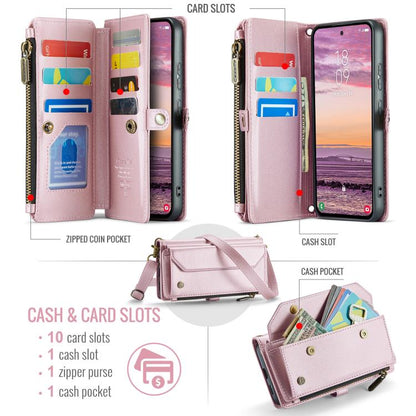 For Samsung Galaxy S25 Edge 5G CaseMe C36 Card Slots Zipper Wallet RFID Anti-theft Leather Phone Case(Pink) - Galaxy S25 Edge 5G Cases by CaseMe | Online Shopping UK | buy2fix
