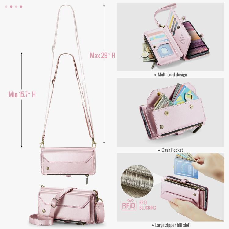 For Samsung Galaxy S25 Edge 5G CaseMe C36 Card Slots Zipper Wallet RFID Anti-theft Leather Phone Case(Pink) - Galaxy S25 Edge 5G Cases by CaseMe | Online Shopping UK | buy2fix