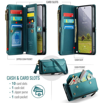 For Samsung Galaxy S25 Edge 5G CaseMe C36 Card Slots Zipper Wallet RFID Anti-theft Leather Phone Case(Blue) - Galaxy S25 Edge 5G Cases by CaseMe | Online Shopping UK | buy2fix