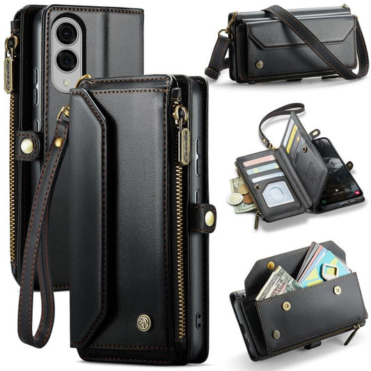 For Samsung Galaxy S25 Edge 5G CaseMe C36 Card Slots Zipper Wallet RFID Anti-theft Leather Phone Case(Black) - Galaxy S25 Edge 5G Cases by CaseMe | Online Shopping UK | buy2fix