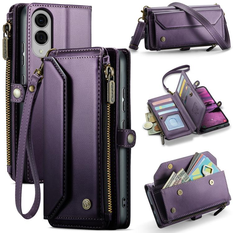 For Samsung Galaxy S25 Edge 5G CaseMe C36 Card Slots Zipper Wallet RFID Anti-theft Leather Phone Case(Purple) - Galaxy S25 Edge 5G Cases by CaseMe | Online Shopping UK | buy2fix
