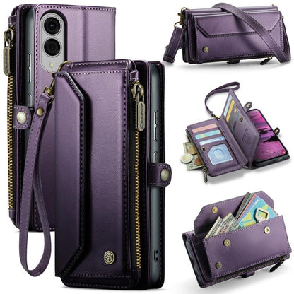 For Samsung Galaxy S25 Edge 5G CaseMe C36 Card Slots Zipper Wallet RFID Anti-theft Leather Phone Case(Purple) - Galaxy S25 Edge 5G Cases by CaseMe | Online Shopping UK | buy2fix