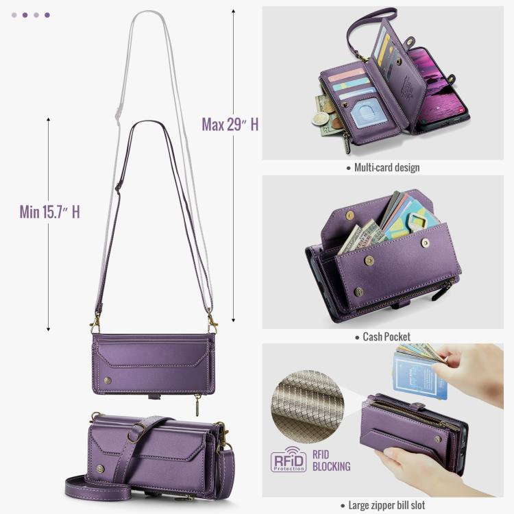 For Samsung Galaxy S25 Edge 5G CaseMe C36 Card Slots Zipper Wallet RFID Anti-theft Leather Phone Case(Purple) - Galaxy S25 Edge 5G Cases by CaseMe | Online Shopping UK | buy2fix