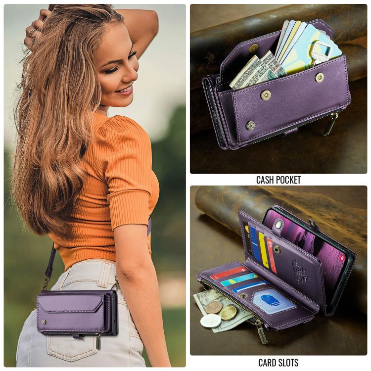 For Samsung Galaxy S25 Edge 5G CaseMe C36 Card Slots Zipper Wallet RFID Anti-theft Leather Phone Case(Purple) - Galaxy S25 Edge 5G Cases by CaseMe | Online Shopping UK | buy2fix