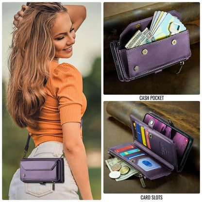For Samsung Galaxy S25 Edge 5G CaseMe C36 Card Slots Zipper Wallet RFID Anti-theft Leather Phone Case(Purple) - Galaxy S25 Edge 5G Cases by CaseMe | Online Shopping UK | buy2fix
