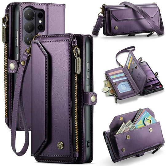 For Galaxy S26 Ultra 5G CaseMe C36 Card Slots Zipper Wallet RFID Anti-theft Leather Phone Case(Purple)