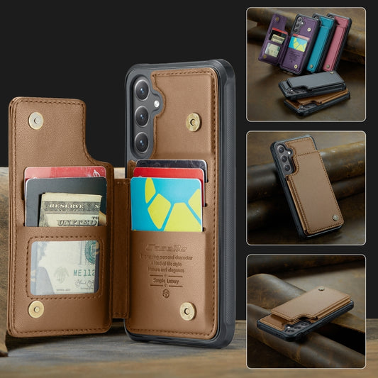 For Samsung Galaxy S24 FE 5G CaseMe C22 Card Slots Holder RFID Anti-theft Phone Case(Brown) by CaseMe
