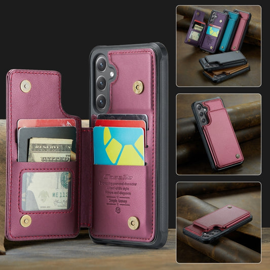 For Samsung Galaxy S24 FE 5G CaseMe C22 Card Slots Holder RFID Anti-theft Phone Case(Red) by CaseMe