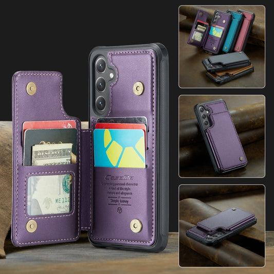 For Samsung Galaxy S24 FE 5G CaseMe C22 Card Slots Holder RFID Anti-theft Phone Case(Purple) by CaseMe