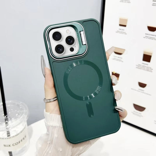 For iPhone 16 Pro CD Texture Frosted MagSafe Lens Holder Phone Case(Green) - iPhone 16 Pro Cases by buy2fix | Online Shopping UK | buy2fix