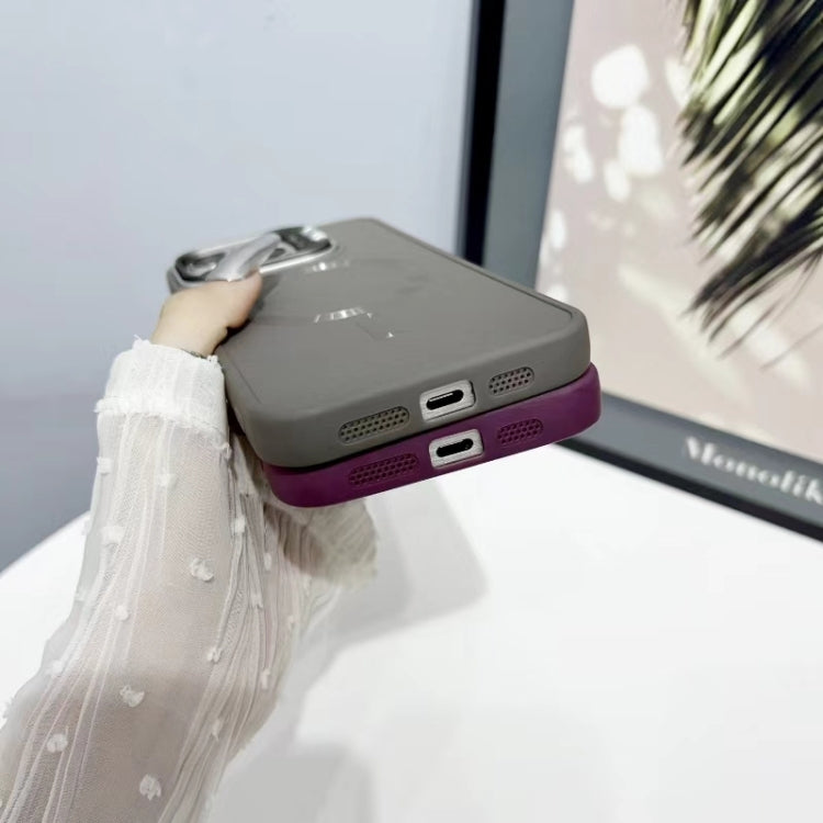 For iPhone 16 Plus CD Texture Frosted MagSafe Lens Holder Phone Case(Black) by buy2fix