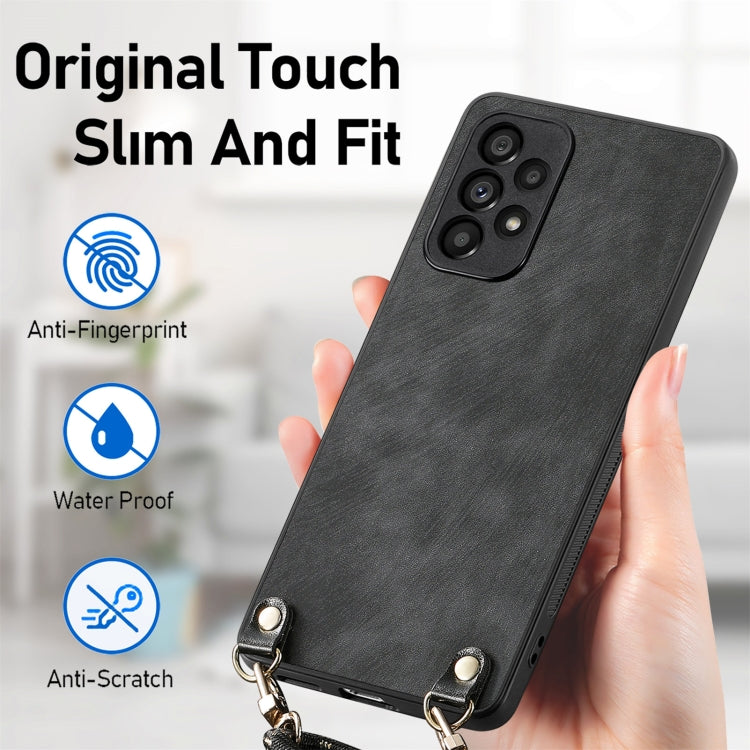 For Samsung Galaxy S25 5G Vintage Leather PC Back Cover Phone Case with Crossbody Strap(Black) by buy2fix