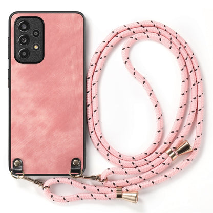 For Samsung Galaxy S25+ 5G Vintage Leather PC Back Cover Phone Case with Crossbody Strap(Pink) by buy2fix