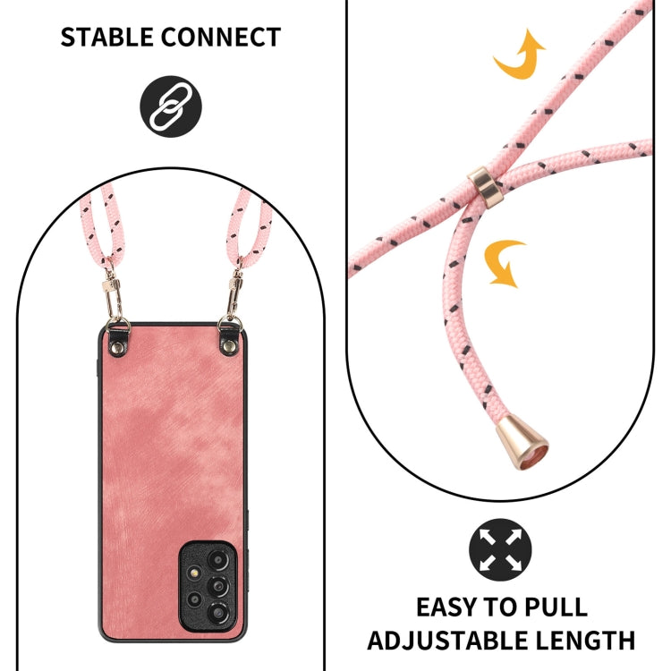 For Samsung Galaxy S25+ 5G Vintage Leather PC Back Cover Phone Case with Crossbody Strap(Pink) by buy2fix