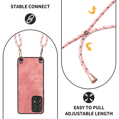 For Samsung Galaxy S25+ 5G Vintage Leather PC Back Cover Phone Case with Crossbody Strap(Pink) by buy2fix