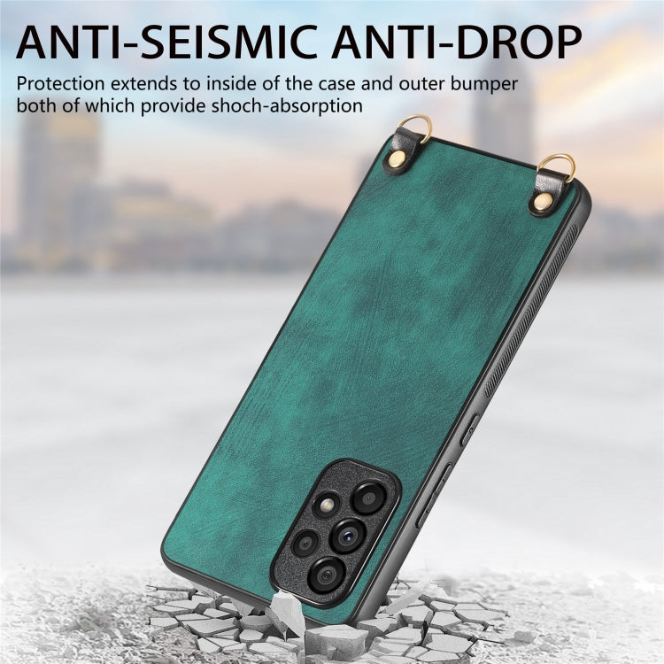 For Samsung Galaxy S25+ 5G Vintage Leather PC Back Cover Phone Case with Crossbody Strap(Green) by buy2fix