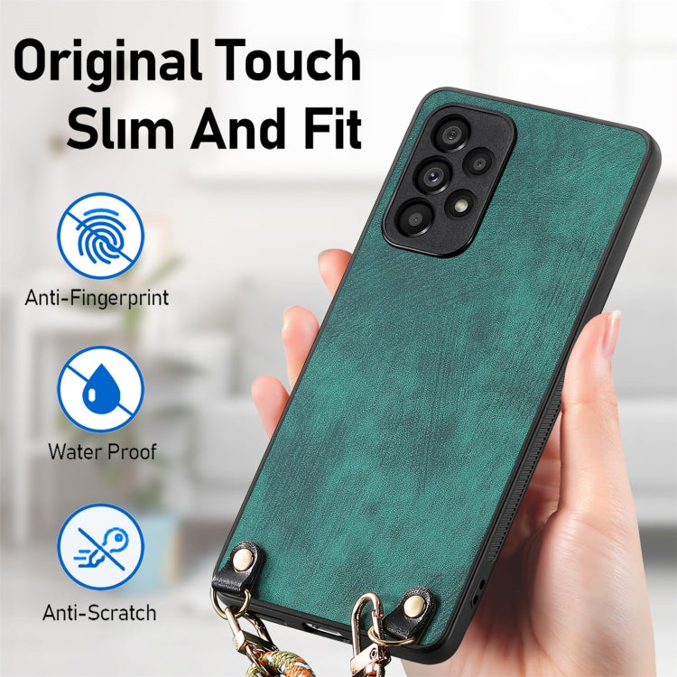 For Samsung Galaxy S25+ 5G Vintage Leather PC Back Cover Phone Case with Crossbody Strap(Green) by buy2fix