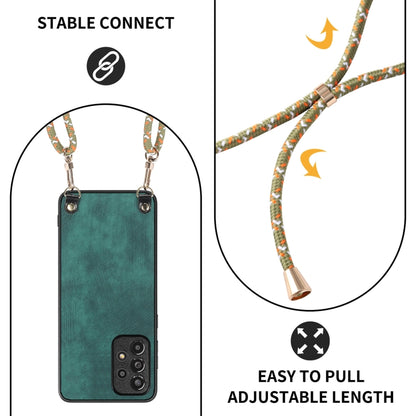 For Samsung Galaxy S25+ 5G Vintage Leather PC Back Cover Phone Case with Crossbody Strap(Green) by buy2fix