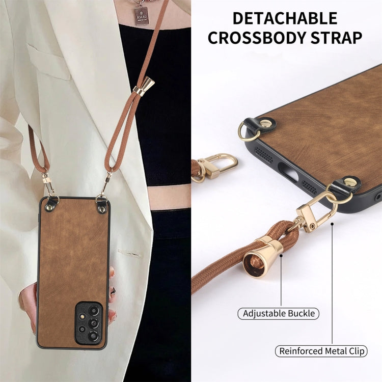 For Samsung Galaxy S25+ 5G Vintage Leather PC Back Cover Phone Case with Crossbody Strap(Brown) by buy2fix