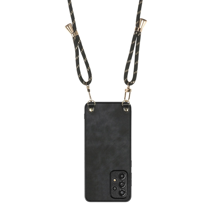 For Samsung Galaxy S25 Ultra 5G Vintage Leather PC Back Cover Phone Case with Crossbody Strap(Black) by buy2fix