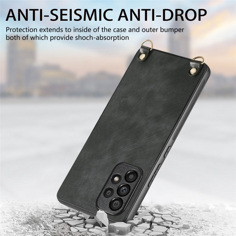 For Samsung Galaxy S25 Ultra 5G Vintage Leather PC Back Cover Phone Case with Crossbody Strap(Black) by buy2fix
